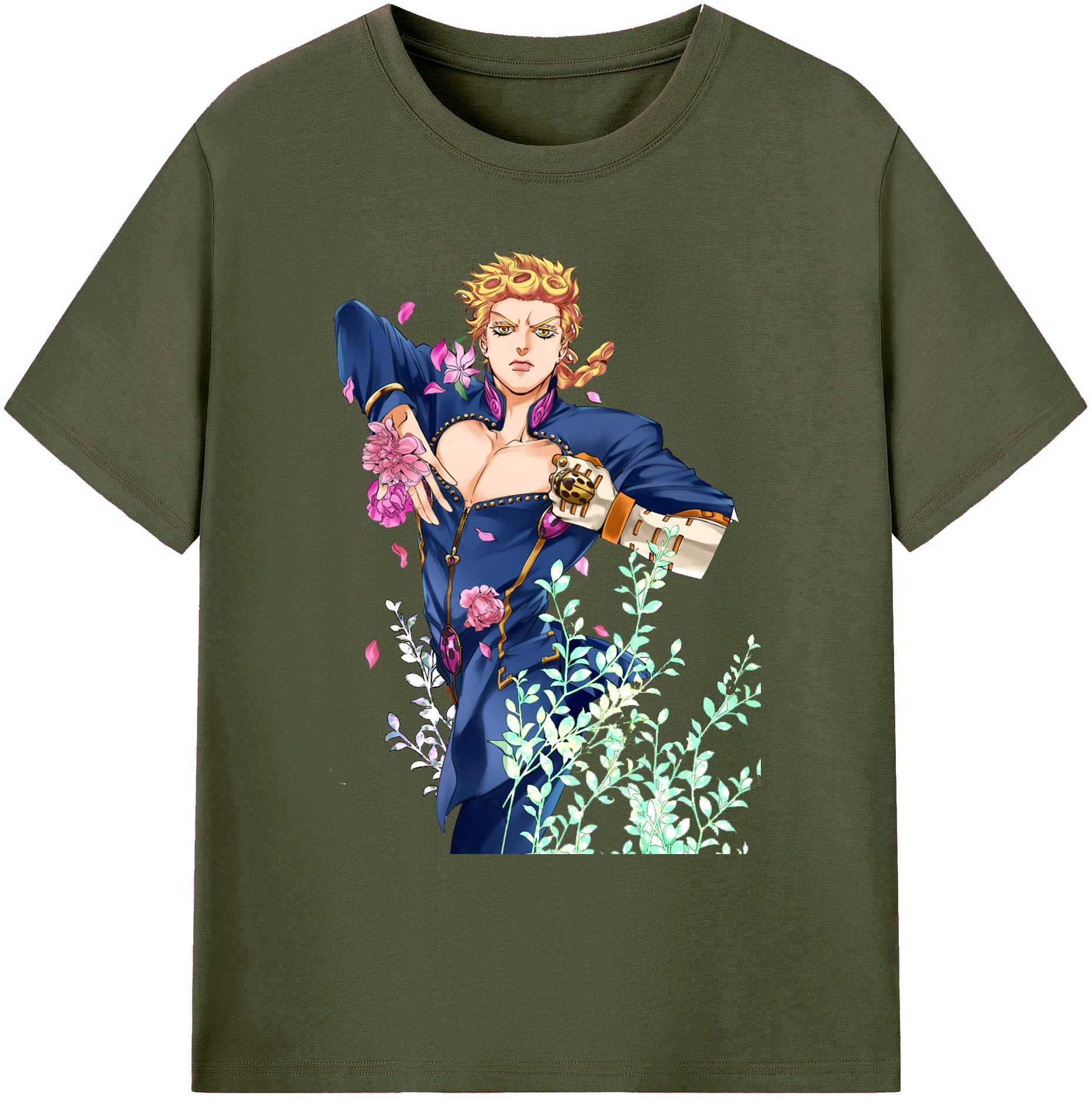 （画像用） ジョジョの奇妙な冒険 ジョルノ?ジョバァーナ JoJo's Bizarre Adventure Giorno Giovanna 綿100％ メンズ半袖Tシャツ｜肌触りやわらか＆通気性